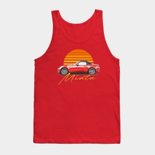 Mazda Miata (Red) / Retro Style Sunset Design Tank Top